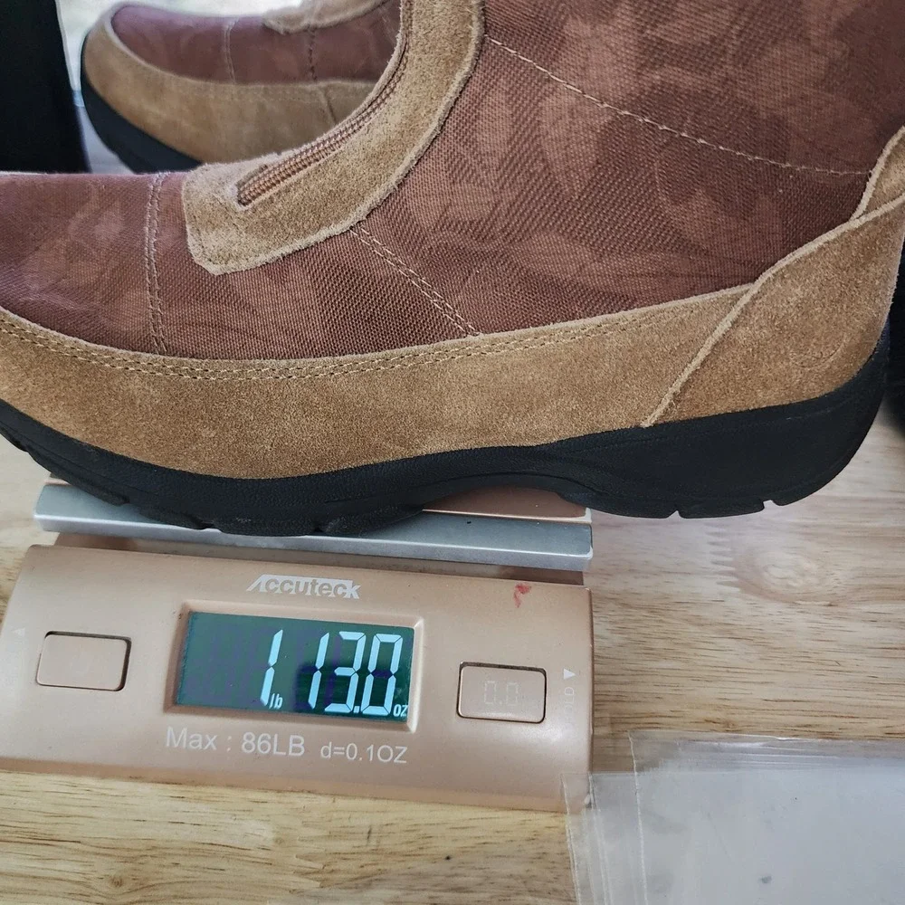 Lands End Womens Brown Suede Nylon Front Zip Winter Boots 525813 Size 8.5 B